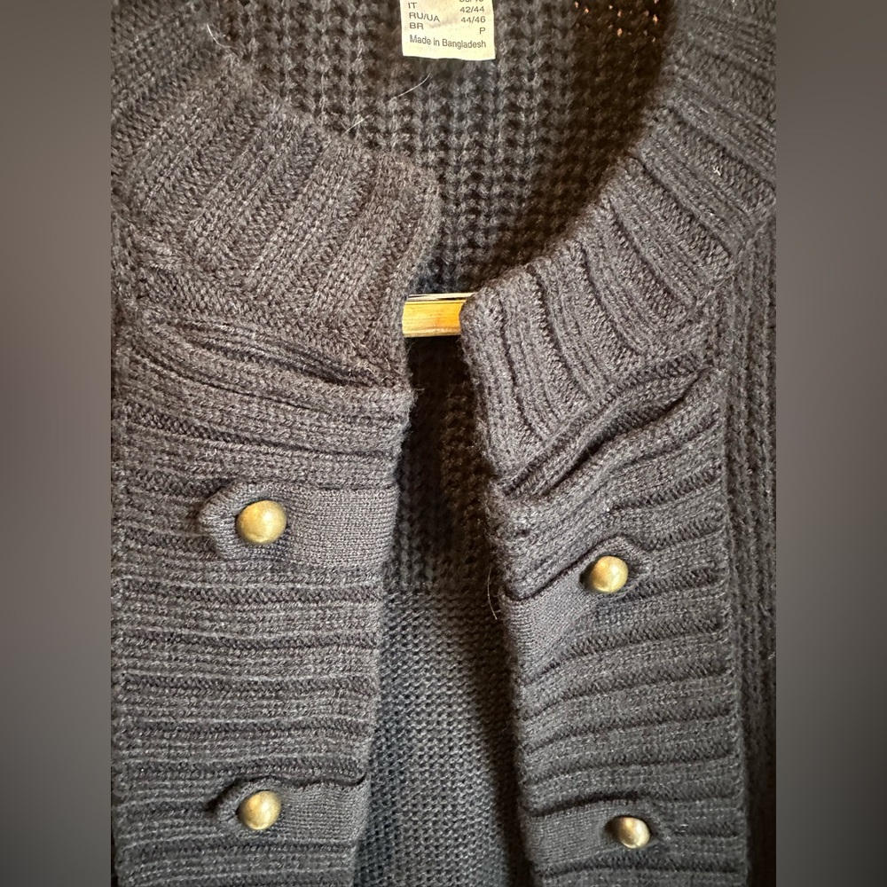 Venus Long Duster Cardigan Sweater Size Small Gold Button Captain Military - Picture 2 of 8
